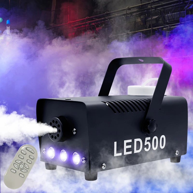 Sharelife Mini 500W Double Remote Control RGB LED Color Portable White Smoke Stage Lighting Effect Fog Machine IR500 