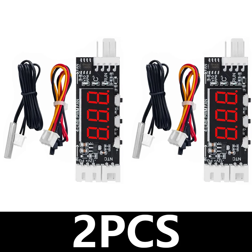 2pcs DC12V PWM Fan Controller - 4-Wire Temperature Control Module With Thermistor