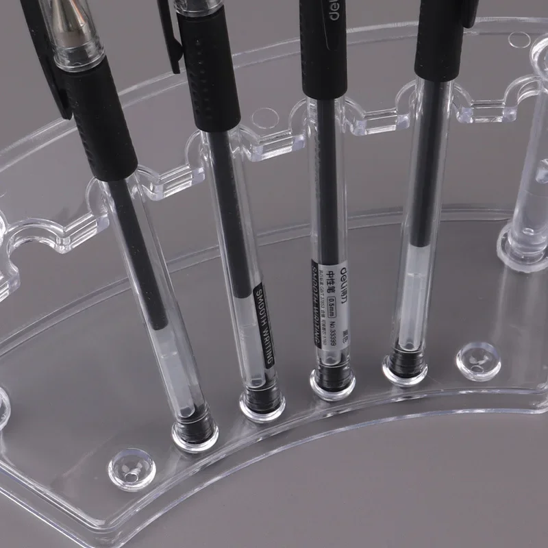 Pen Holder Pen And Brush Holder Desk Organizer Desk Storage Rack Plastic Transparent 6 Slot