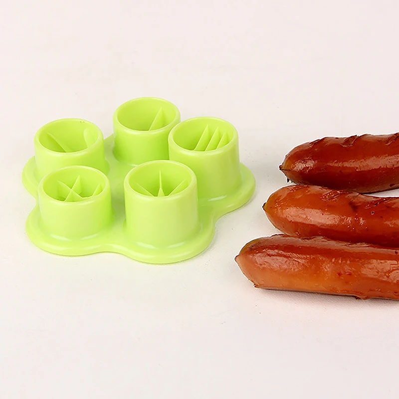 5 In 1 Flower Crab Octopus Style Ham Sausage Cutter Barbecue Hot Dogs Cutter Kitchen Cutting Mold Mould Set DIY Bento Decoration