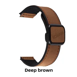 Correa de Silicona y Cuero con Hebilla Magnética Plegable para Reloj Inteligente - 22mm (3.Dark Brown)