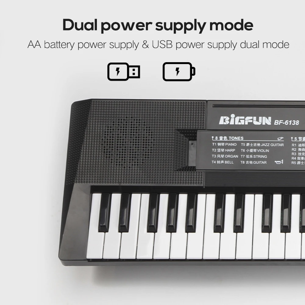 61 Keys Digital Music Electronic Keyboard Kids Multifunctional Electric Piano for Piano Student with Microphone Function Musical