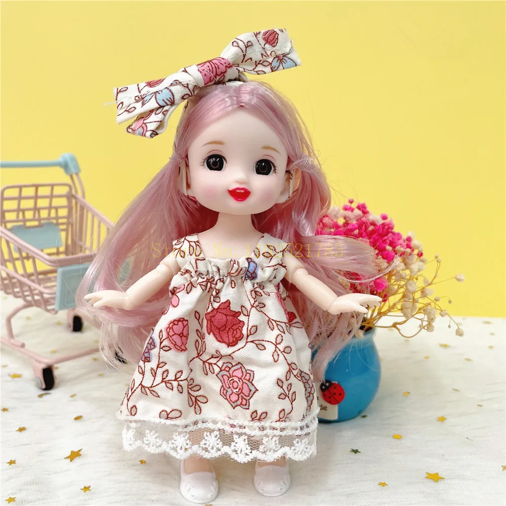 

Adorable 16cm Princess Doll with Clothe Shoes, Little Action Figure Movable 13 Joints Sweet Face Miniature Gift Toy for Girl