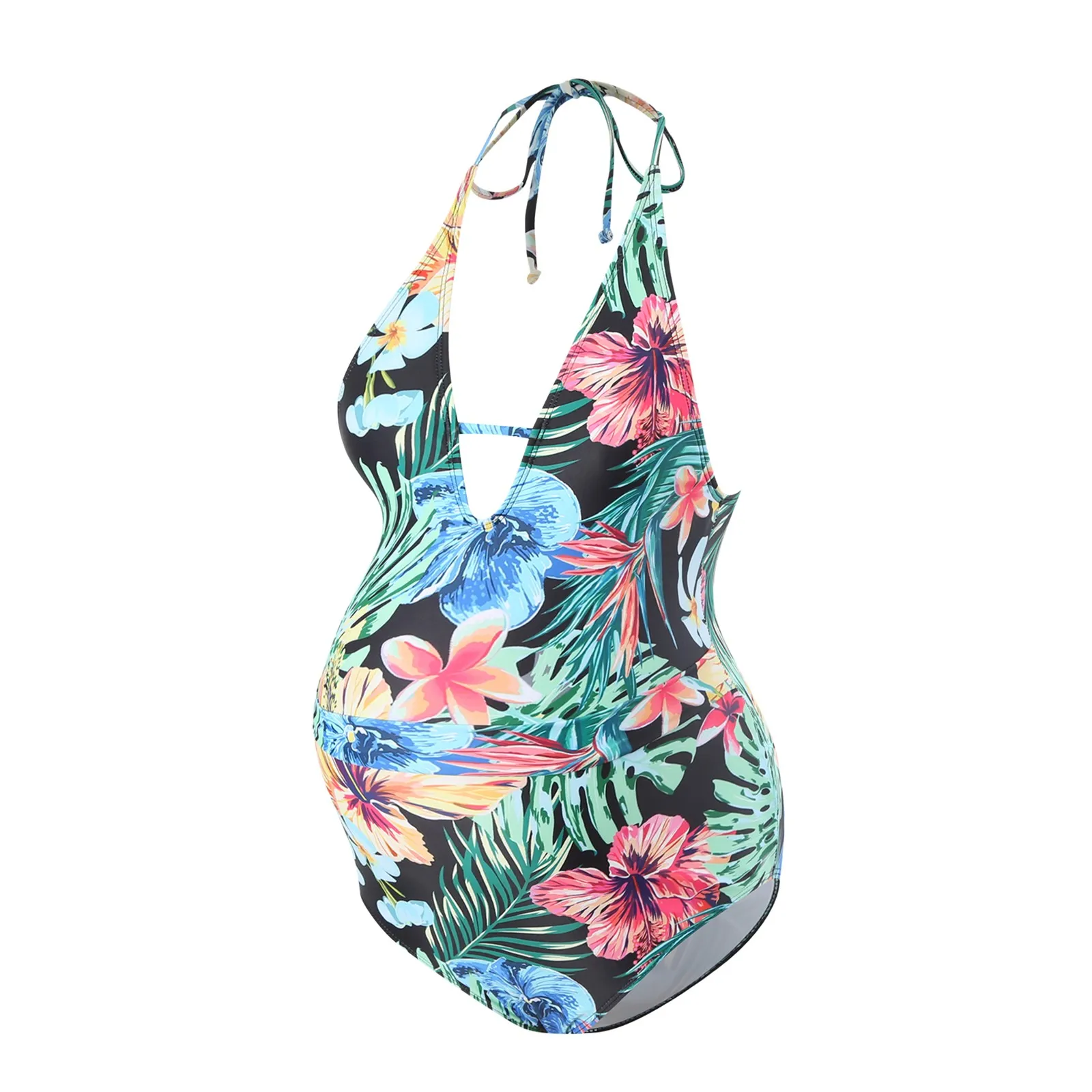 Womens One Piece Maternity Swimwear Sexy V Neck Floral Swimwear Bathing Beach Swimsuit Suits Pregnancy Bikini купальник женский