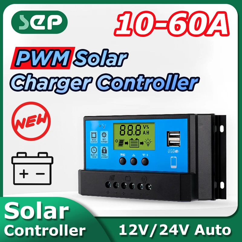 Sep Solar Controller 10A20A30A40A50A60A12V24V Pannello Solare Ricarica E Scarica Anti-Sovraccarico