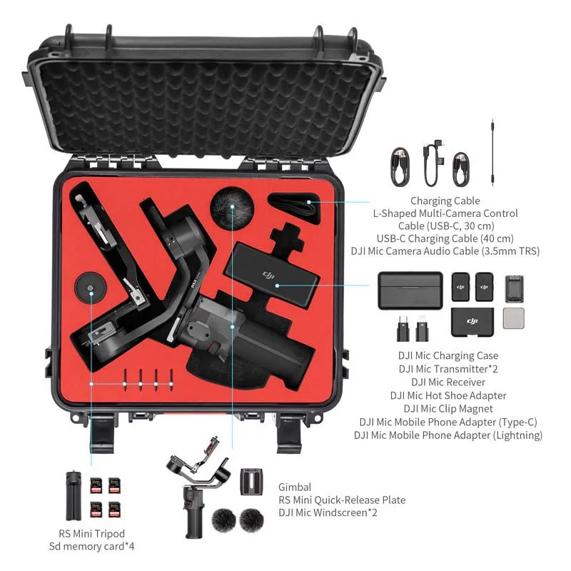 Gimbal Stabilizer Storage Bag Waterproof Shockproof Suitcase Carrying For DJI RS 3mini Accessories Protective Case