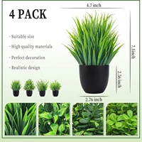 Fake Plants 4 Packs Artificial Plants Small Faux Plants Black