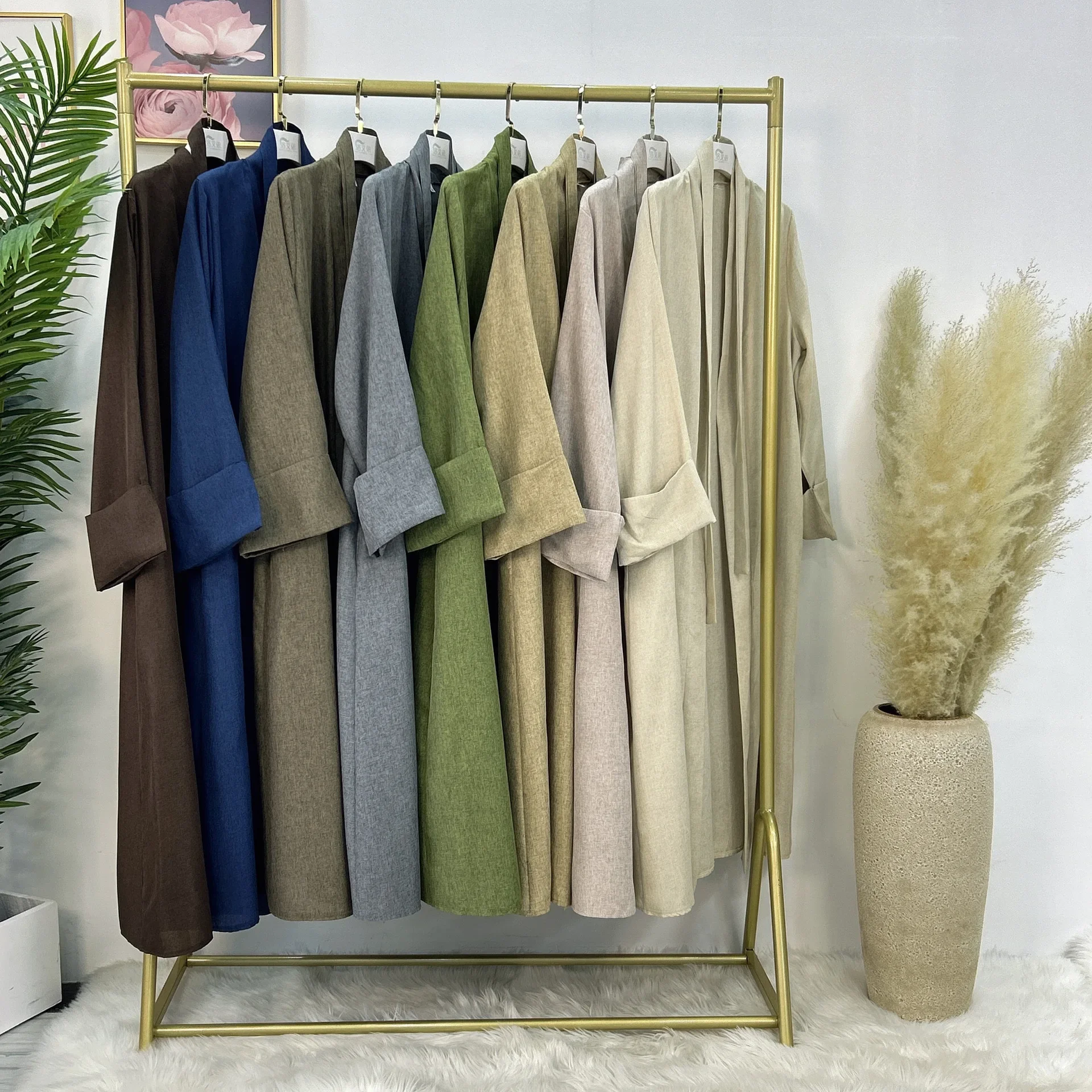 Open Dubai Kimono Abaya Linen Turkey Muslim Long Dress Plain Abayas for Women Kaftan Hijab Robe Ramadan Eid Luxury Islam Outfit