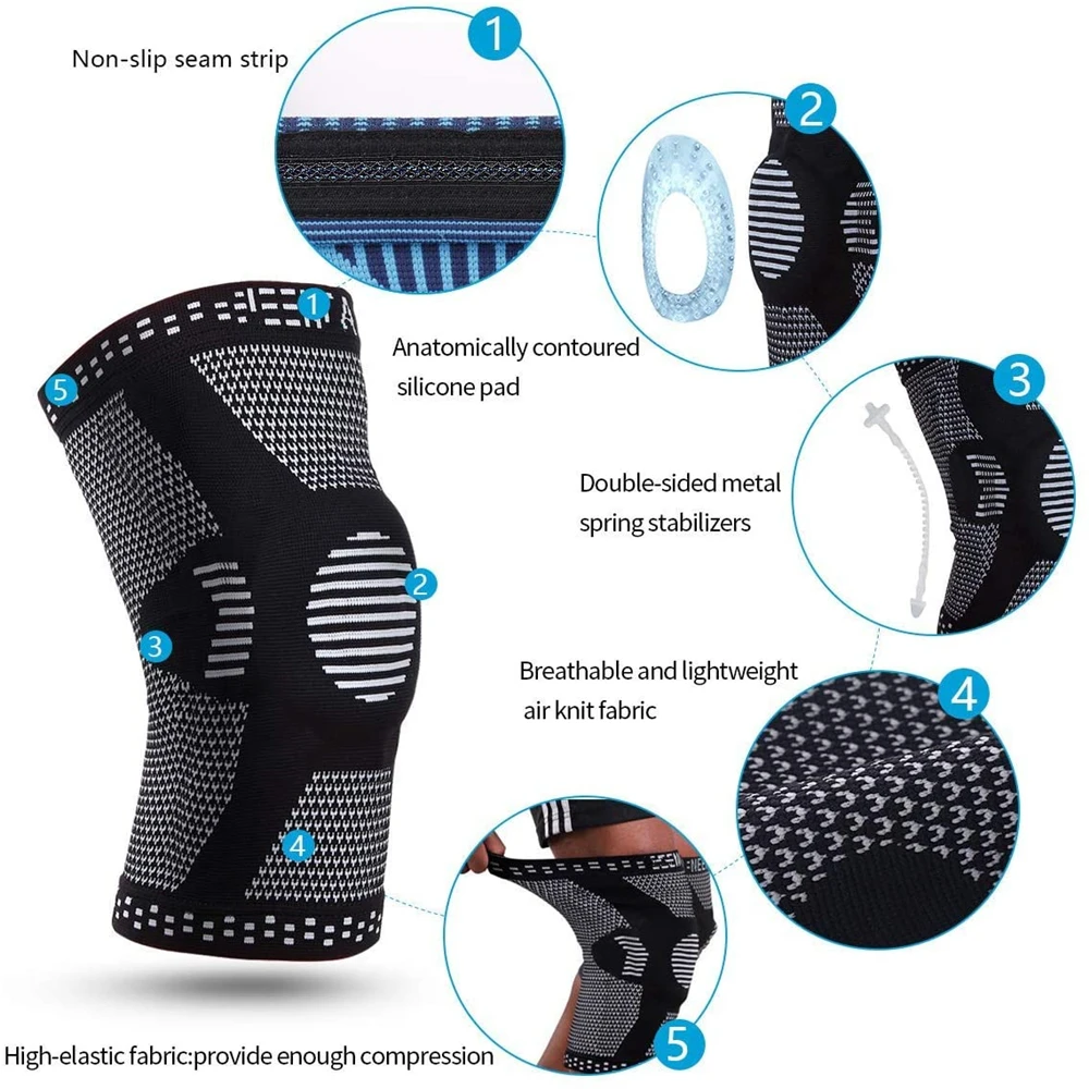 Knee Pads Professional Compression Knee Brace Support For Arthritis Relief Joint Pain ACL MCL Meniscus Tear Post Surgery