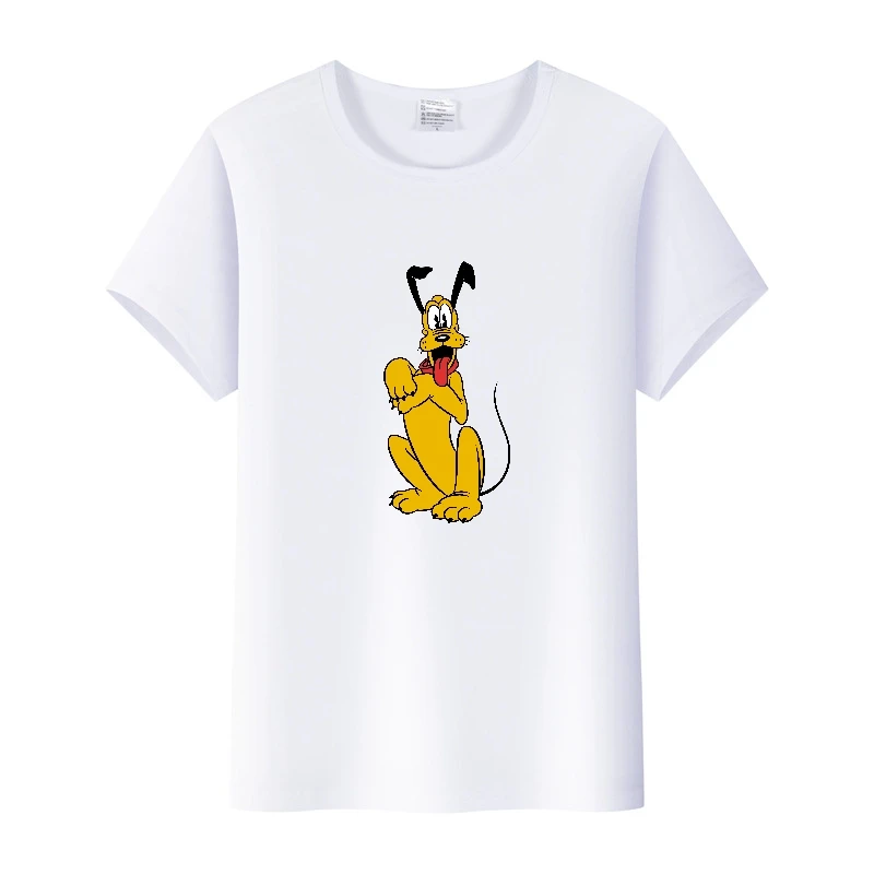 Cute Disney Cartoon Tees Mickey Mouse Pluto Graphic Donna Summer Crop Top Uomo T-Shirt White Family Clothes Grunge Y2K Camicette