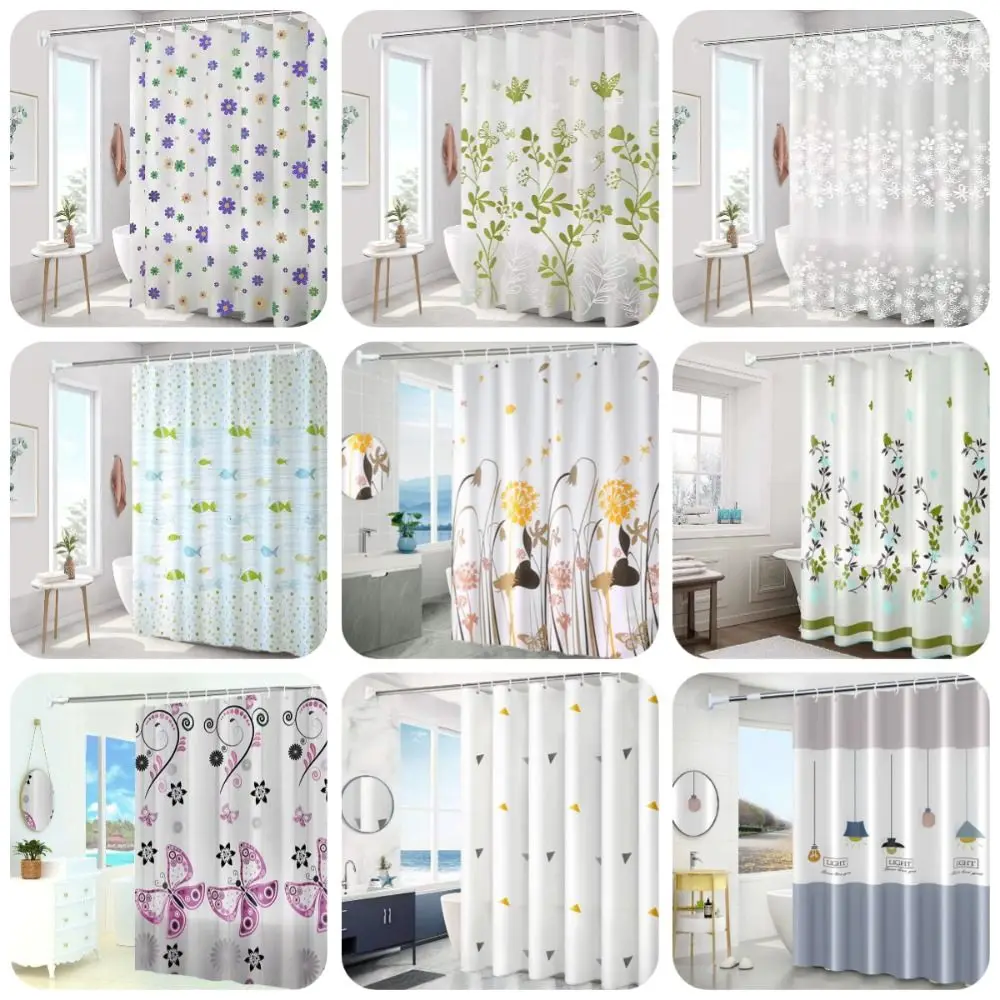 High Quality Mildew Proof Shower Curtain with 12 Hook Waterproof Bathroom Curtain Extra Long Thickened Printed Shower Curtain