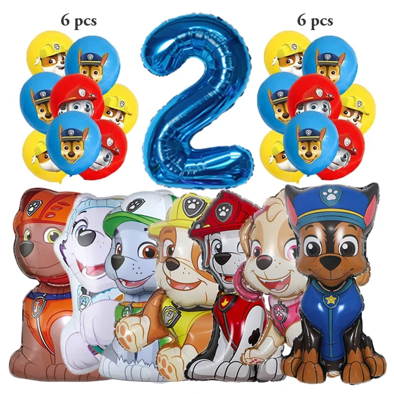 20 stücke Cartoon PAW Patrol Geburtstag Dekoration Aluminium Film Digitale Ballon Set Hund Chase Skye Kinder Party Liefert Spielzeug – Detail 3