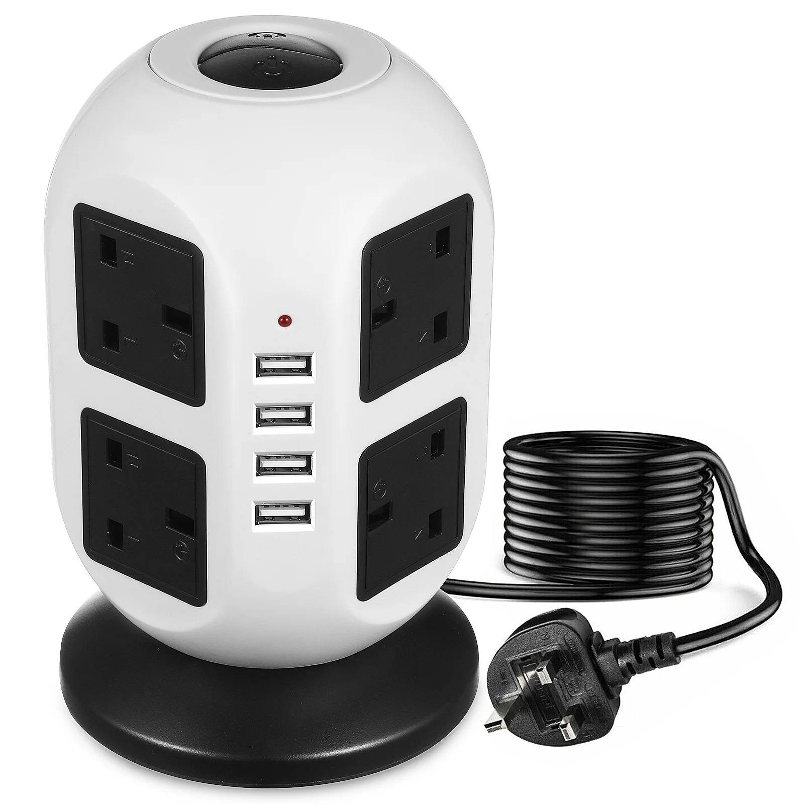 

Extension Socket Standing Charging Socket 6 Outlet 4 Usb Power Strip Power Tower Adapter with UK Plug