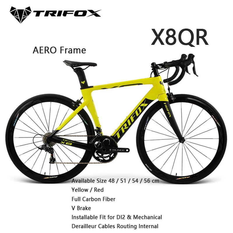 

TRIFOX Official Store 700C AERO Full Carbon Road Bike InstallableFit for DI2 & Mechanical V Brake Quick Release Frameset X8QR