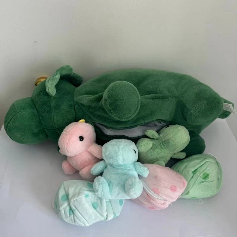 Triceratops Dinosaur Stuffed Animals With 3pcs Small Dinosaur Toys For Chiristmas Plush Toys with Zippered Pocket in Stomach plush toys