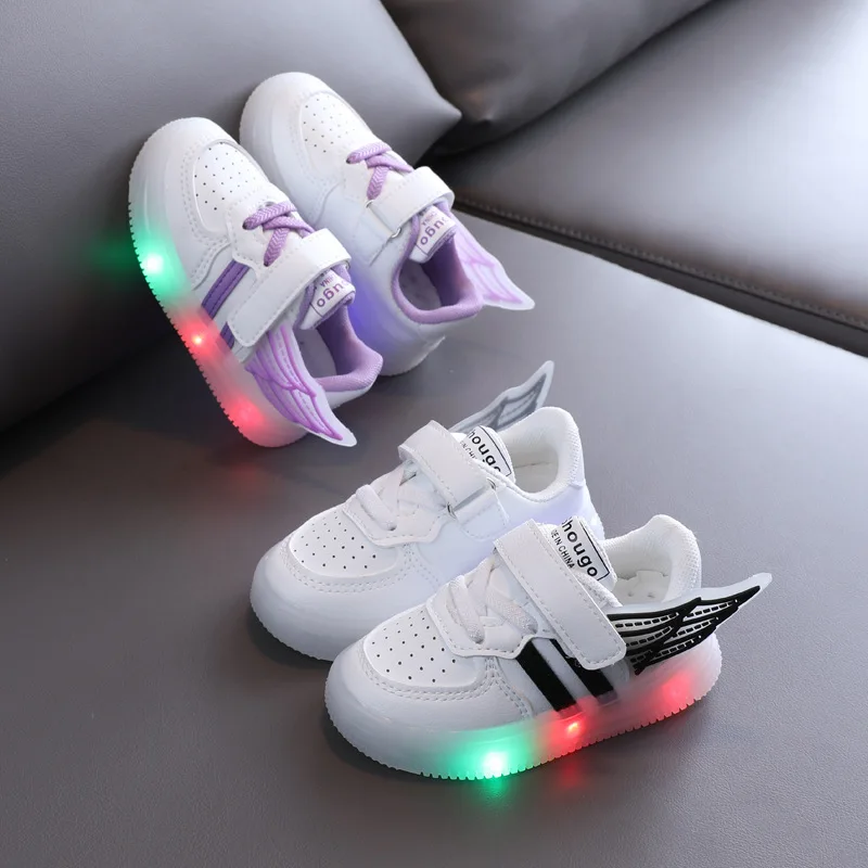 

Baby LED Shoes With Lights Children Sneakers Wings Luminous Shoes For Kids Boys Girls Glowing Sport Boys Shoes Toddler Shoes W01