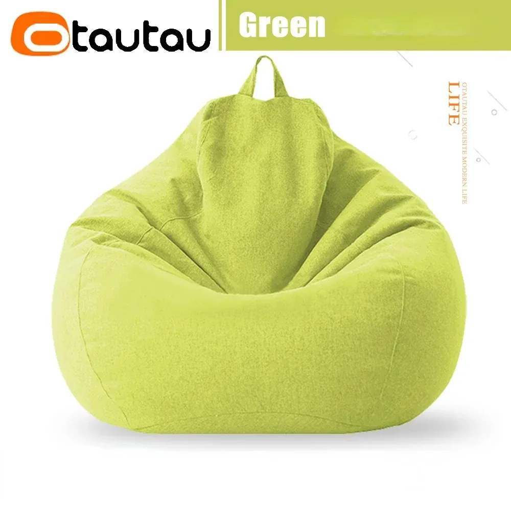 Cotton Linen Bean Bag Cover in Floor Corner Lazy Chair Design - Pouf Salon Ottoman Lounger Sac