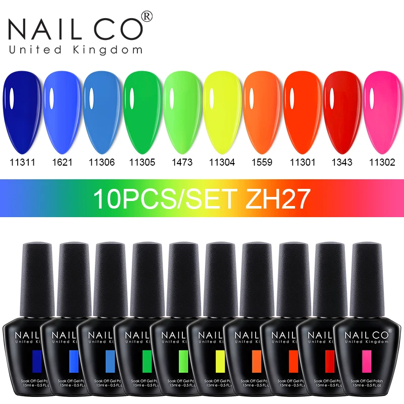 NAILCO 15ml 10pcs/Set Blue Colors Gel Nail Polish UV Gel Nail Polish Purple Nail Lakiery Esmalte Top Base Nail Art Design Vernis 4