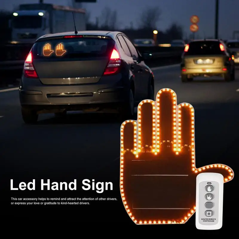 Universal Funny Car Middle Finger LED Light With Remote Road Rage Sign Hand  Lamp Rear Window Decorative Indicator Light - AliExpress