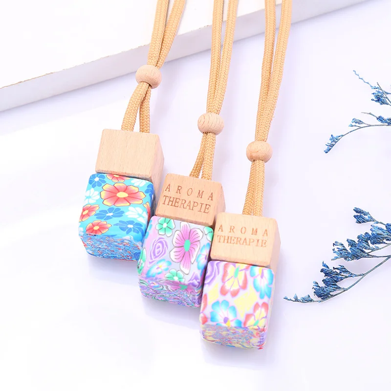 

10PCS 8ml Polymer Clay Car Hanging Pendant Perfume Empty Bottle Air Freshener For Essential Oils Diffuser Fragrance