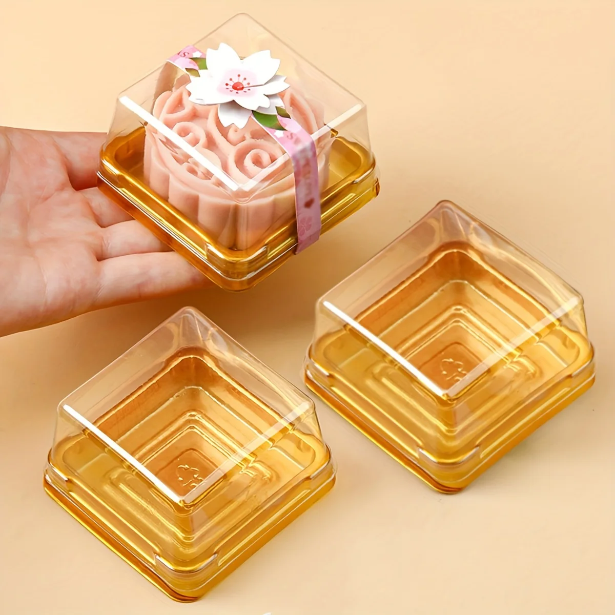 50pcs-Clear Lids Square  Baking Box for Sandwiches, Cakes, Pastries, Biscuits Desserts-Durable,Stackable