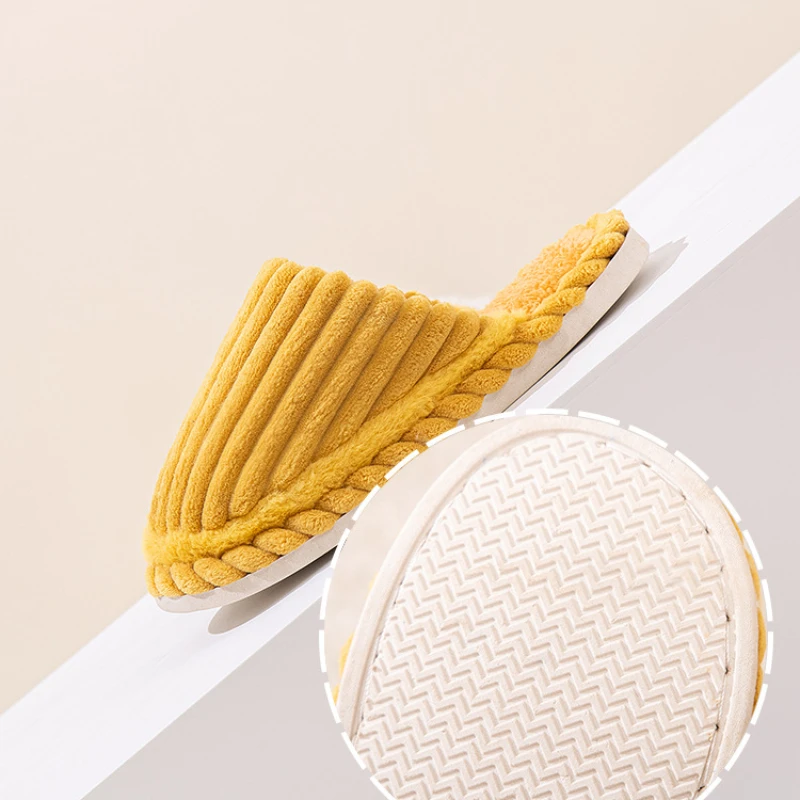 Winter Warm Cotton Female Slippers Men and Women Home Mute Household Non-slip Warm Slippers Shoes Soft Thick Bottom Slippers