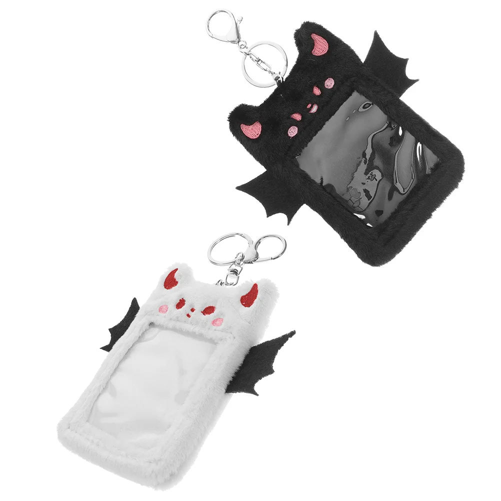 

2 pcs Lovely Card Holder Plush ID Card Holder Keychain Decorative Card Holder Keyrings