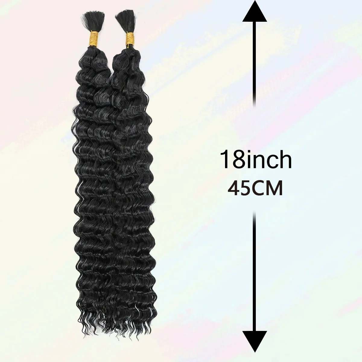 Synthetic 18inch Deep Wave Hair Bulk for Boho Braids Wholesale  Hair Extensions Black Color Curlly Hair