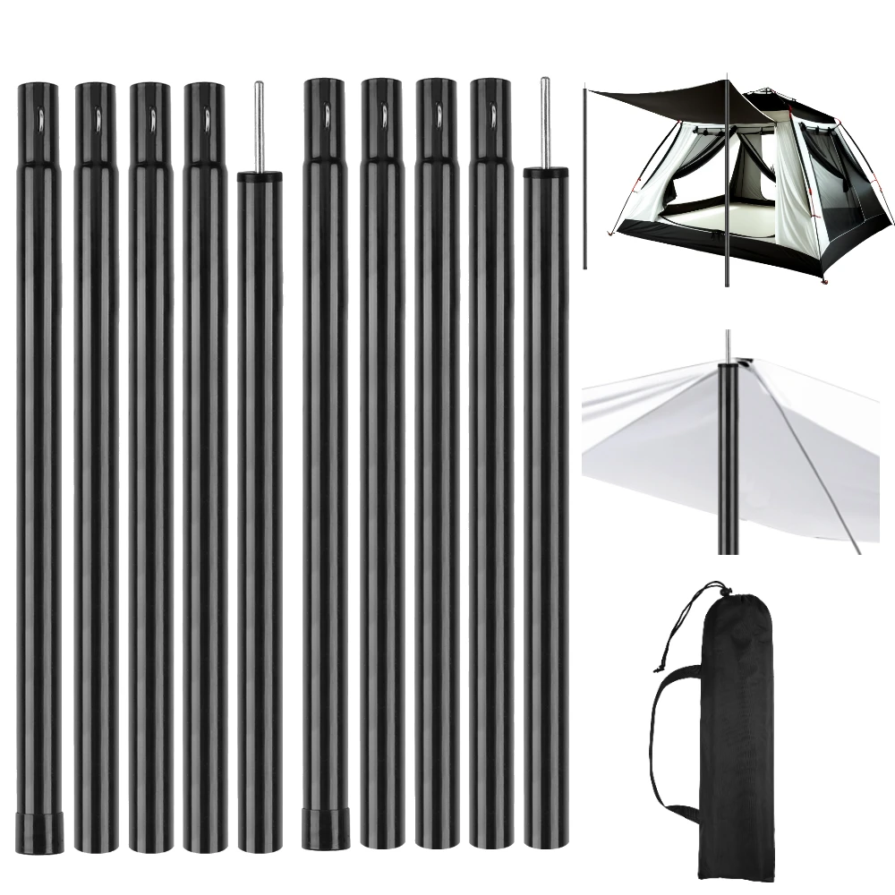 Telescopic Tent Poles Set of 2 Universal Adjustable Aluminium Camping Awning Poles Sun Sail Shelter Rods Tarp Tent Accessories