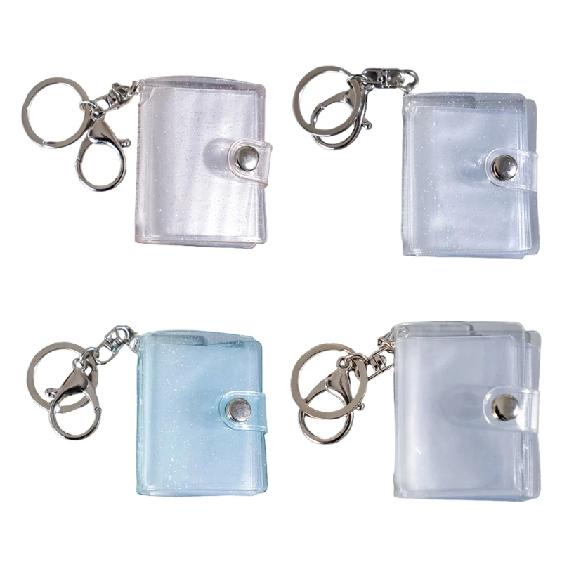 Mini Album Fotografico Portachiavi In Pelle | Set Da 4 Pezzi (2 Neri + 2 Marroni) | Capienza 20 Foto 5x5 Cm | Per Foto Tessera, Ricordi, Regalo