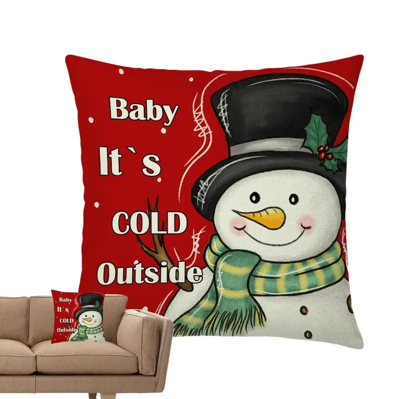 

Cartoon Snowman Decoration Christmas Living Room Sofa Linen Cushion Pillow Cover Christmas Decorations Car Red Cushion Cover