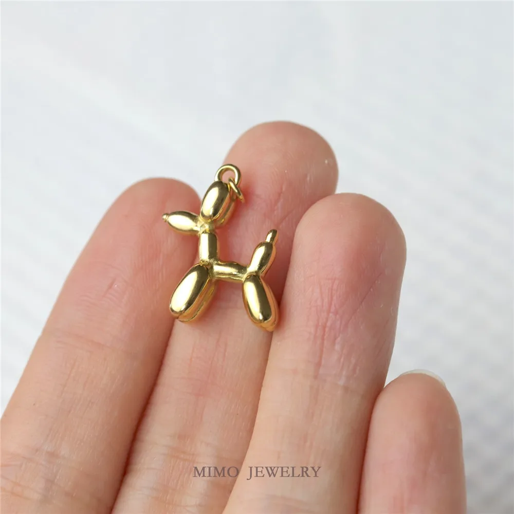 Titanium Steel Furnace Gold Plated Cute Balloon Puppy Pendant 18k Gold Pendant DIY Accessories M-156 armored stainless steel k type furnace thermocouple wrn 130 230 high temperature temperature probe sensor