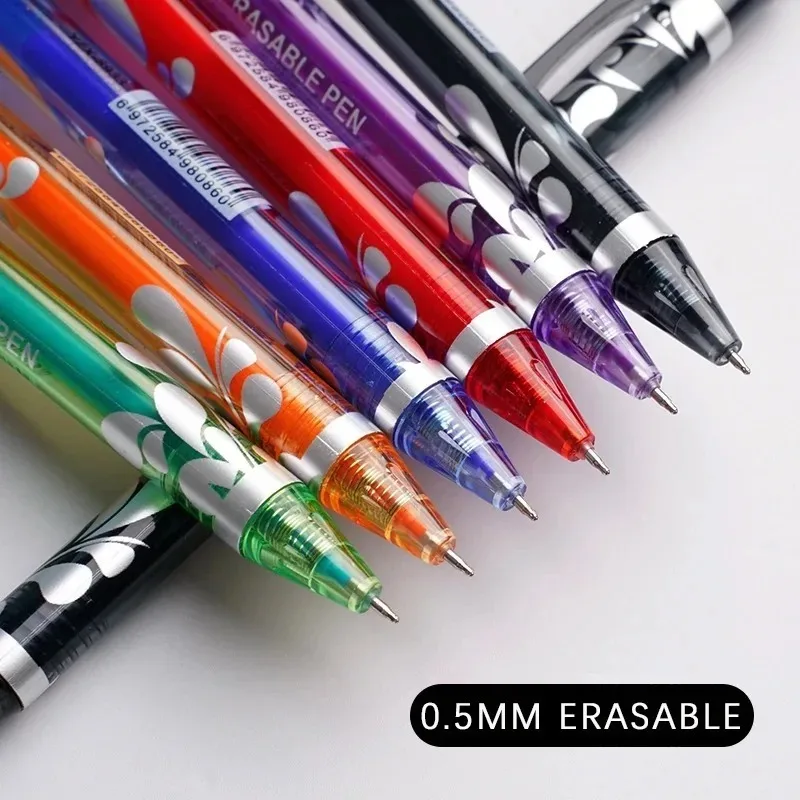 지우개 젤 펜 세트, 다색 0.5mm, 귀여운 학생 학교 용품, 문구 쓰기, 창의적인 드로잉 도구, 사무실, 6 개