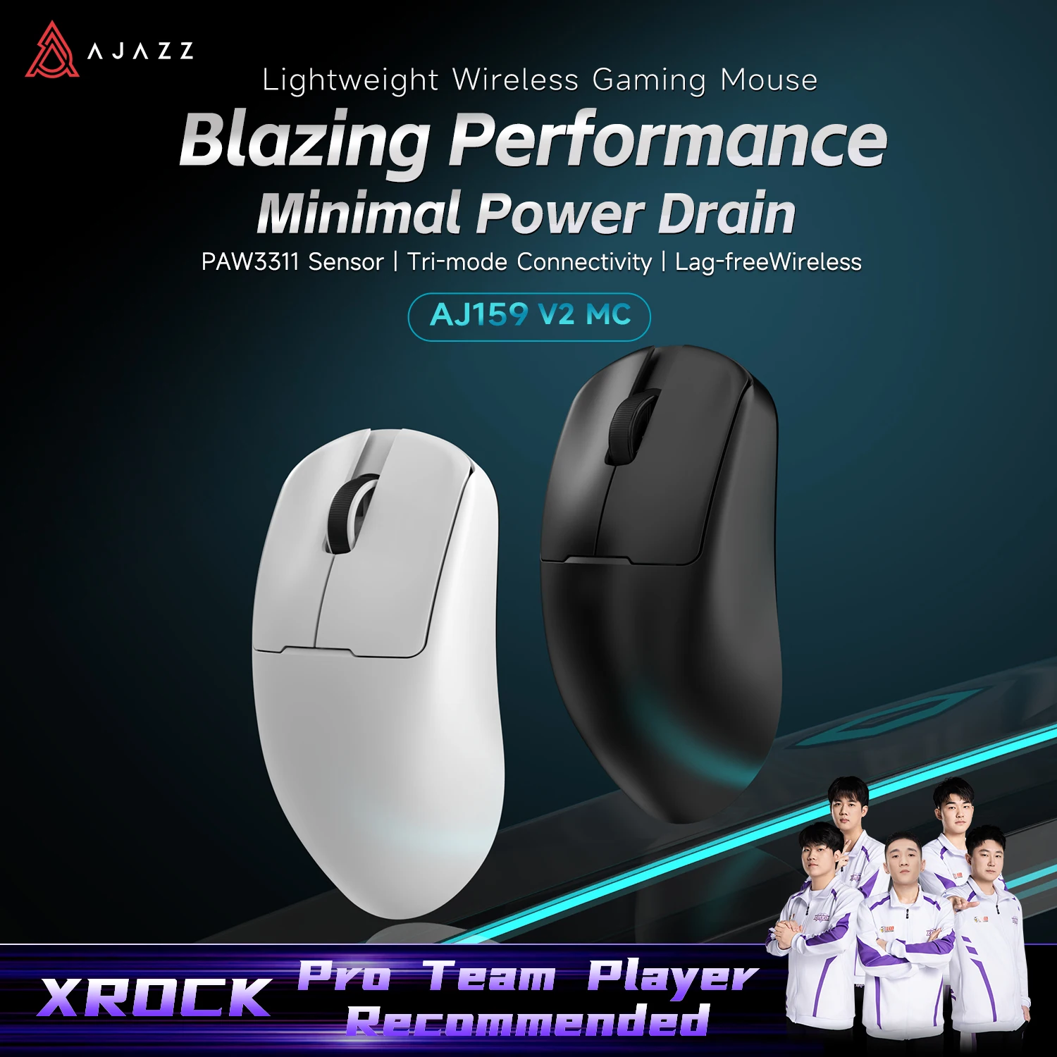 AJAZZ AJ159 V2 / V2 MC 3가지 모드 유선/2.4G/블루투스 경량 게이밍 마우스, 전문 e스포츠 선수에게 추천