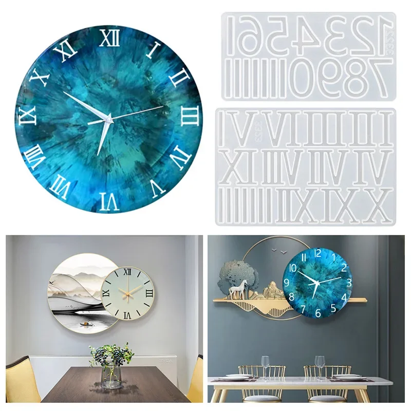 Round Clock Number Drip Mold - DIY Creative Pendant Silicone Mould with Arabic & Roman Numerals