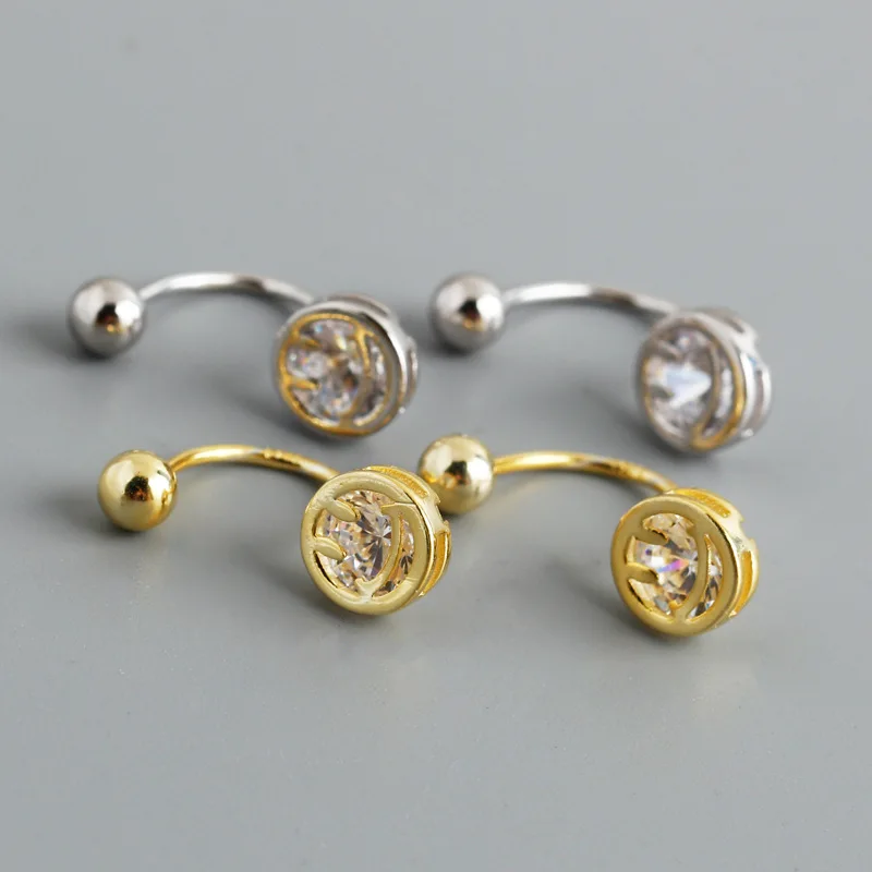 

925 Sterling Silver Screw Stud Earrings Golden Color Fine Jewelry for Women Men Stack-able Party Punk Style Gifts