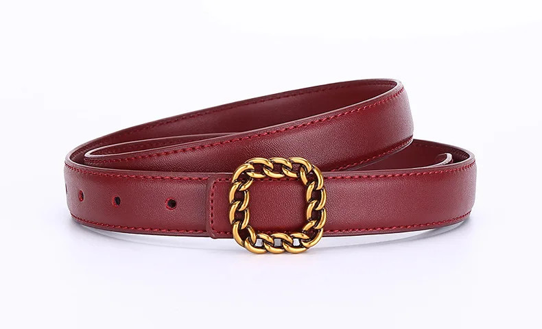 Modischer burgunderroter Damengürtel aus echtem Leder, Rindsleder-Trend, All-Match-Taillengürtel für Damen – Detail 14
