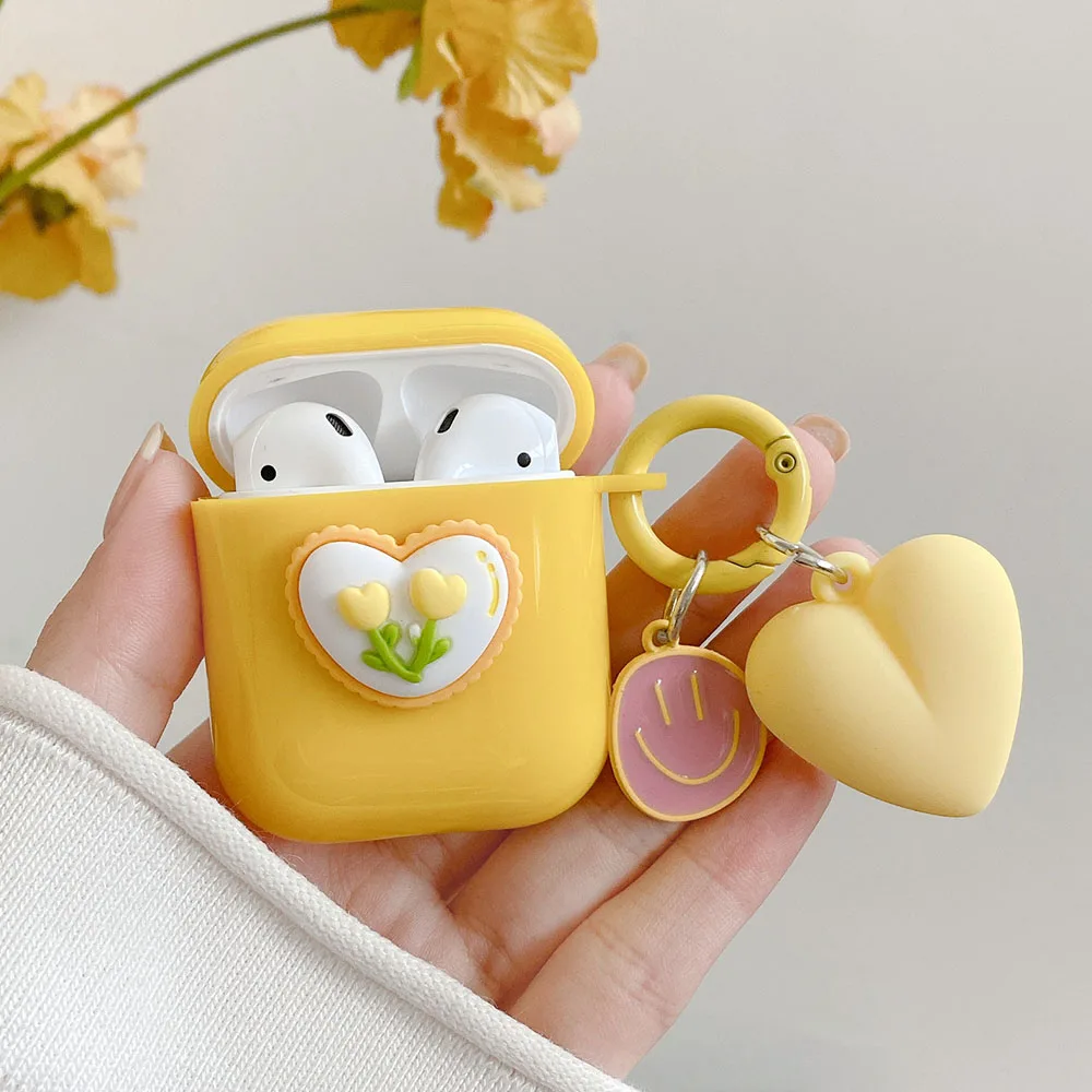Earphone Case Yellow Air Pods Cute Silicone AirPods Pro Case Cover