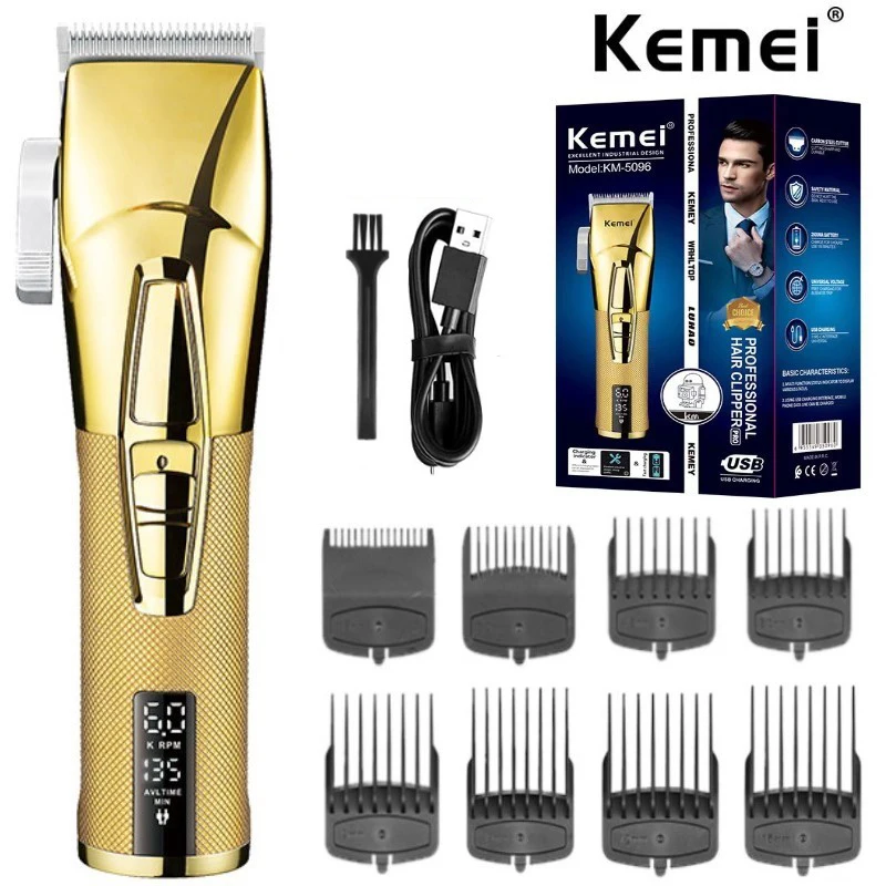 Kemei-cortadora de pelo eléctrica de 7000RPM, máquina de corte de pelo extremadamente fina, barberos de precisión, recortadora de pelo sin cable, KM-5096