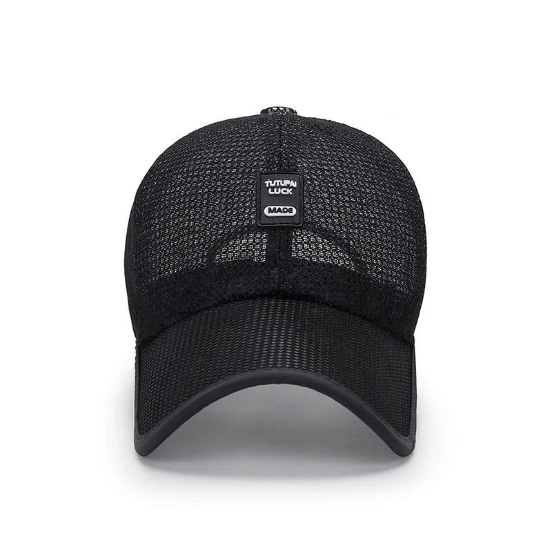 Fashion Big Head Men Women Outdoor Sport Extended Brim Sun Retractable Mesh Cap Sunscreen Baseball Cap Large Brim Breathable Hat