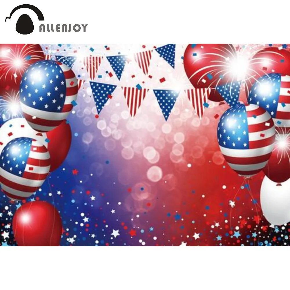 

Allenjoy 4th July Independence Day Background American Flag Stars and Stripes Ballon Celebration Birthday Party Photobooth Backd