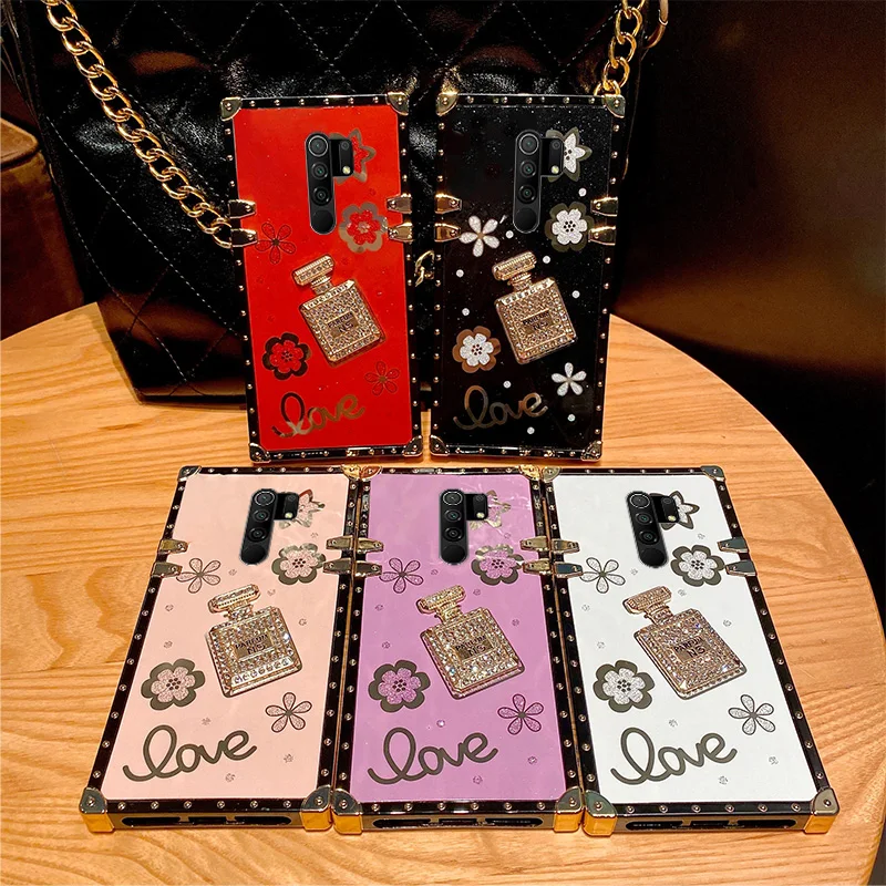 Husă de lux pentru sticla de parfum cu diamante pentru XIAOMI POCO X3 NFC GT F3 F2 M3 Pro Husă pătrată moale de protecție pentru telefon_voghion.com