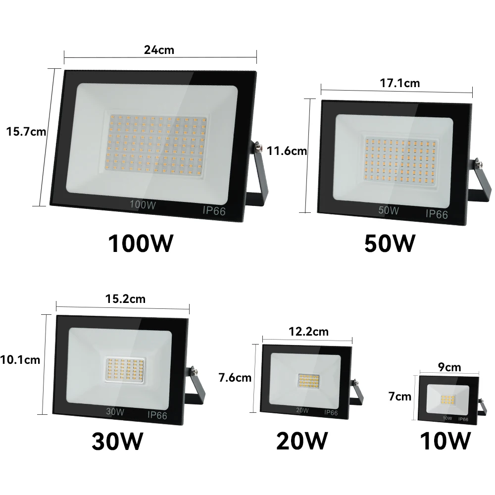 LED 투광 조명, IP66 방수 야외 스포트라이트, 100W AC220V 반사경, LED 외부 벽 램프, 정원 거리 문 벽