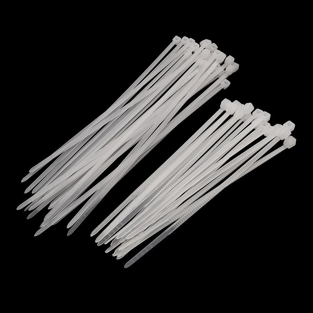 100Pcs Self-Locking Plastic Nylon Cable Tie White 4x300 Fastening Ring Loop Wrap Strap Zip Organiser 3x200MM Industrial Set