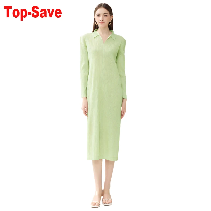 

Women's Dress 2023 Autumn New Pleated Long Sleeve Japanese Korean Casual Pleated A-line Dresses Street Casual Deals Robe Femmes