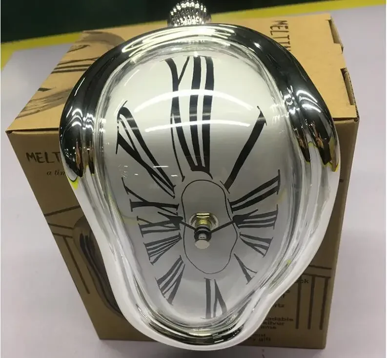 1pc NEW Creative Seat Twisting Clock Melting Table Clock Right Angle Retro Deformation Roman Numerber Clocks Office Home Decor - Image 4