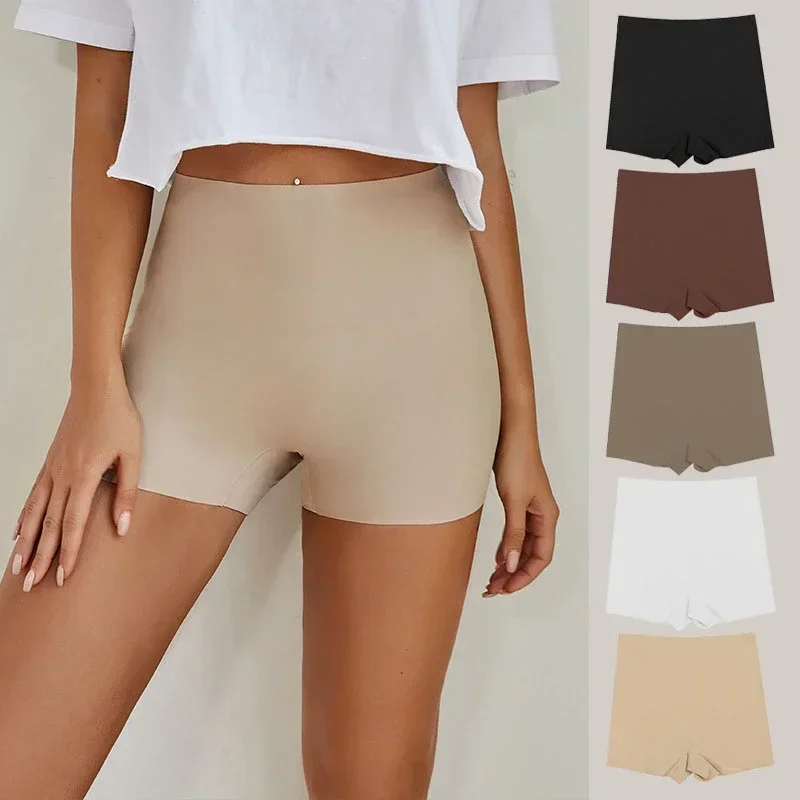 High Waist Panties Solid Seamless Safety Pants Women&rsquo;s Underpants Slim Cotton Crotch Ice Silk Seamless Underwear Breathable Briefs Lady high waist panties,seamless panties,cotton panties,safety pants,high waist underwear,women shorts underwear