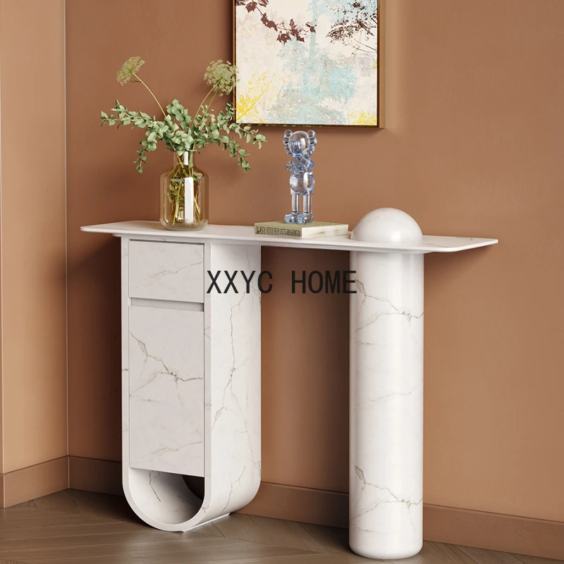 

Hallway a Long Narrow Table Light Luxury Entrance Cabinet Living Room and Hotel Side View Entrance Desk