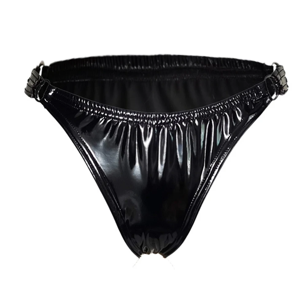 

1pc Women's Shiny Bikini Briefs Elastic Low Waist Wet Look Patent Leather Panties Lingerie Female Underwear