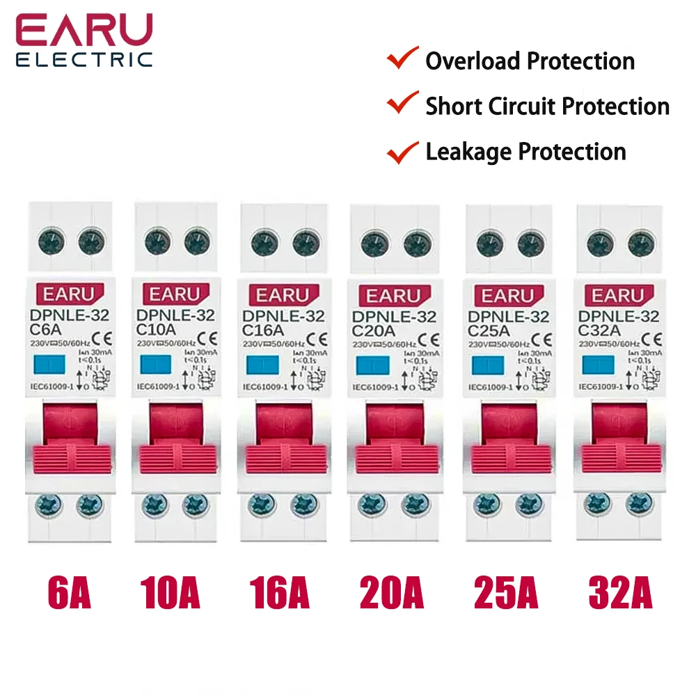 18MM-Mini-230V-50-60Hz-RCBO-1P-N-6KA-Residual-Current-Differential ...